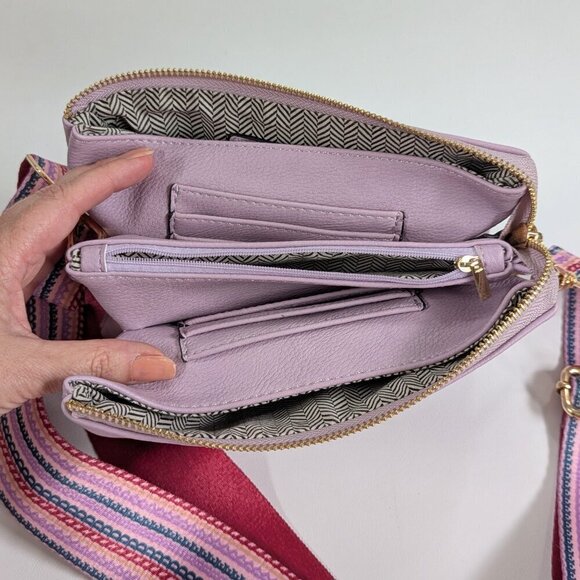 JEN & CO Izzy Lavender Vegan Leather Crossbody Bag Guitar Adjustable Strap  NEW - Picture 5 of 9